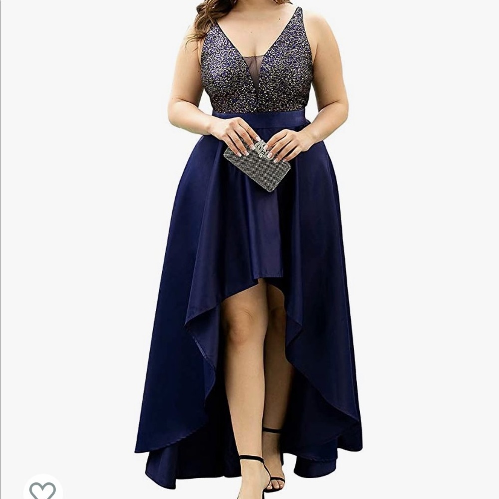 Navy blue with gold and silver sequins. Never worn